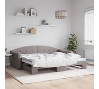 DYRJDJWIDHW Canapé Lit Gigogne 90x200 cm Taupe, de Repos 2 en 1 sans Matelas, Convertible en Lit Double pour Salon et Chambre d'amis, Structure Bois et Métal Durable