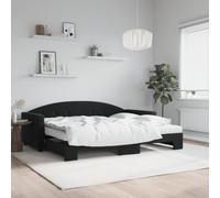 DYRJDJWIDHW Canapé Lit Gigogne Velours Noir 90x200 cm, de Jour 2 en 1 avec 2 Matelas en Mousse, Convertible Canapé Lit Double pour Salon et Chambre d Amis, Confort et Gain de Place