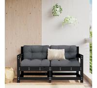 DYRJDJWIDHW Canapés d'angle de Jardin 2 pcs en Bois de pin Massif Noir, Design modulaire à Lattes pour terrasse et Patio, Confortable avec Dossier et accoudoirs, capacité 110 kg par siège