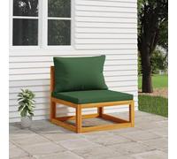 DYRJDJWIDHW Central Garden Sofa with Green Cushions, Solid Acacia Wood Outdoor Furniture, Modular Patio Seating for Indoor & Outdoor Use, Comfortable & Durable Design, Max Load 110kg