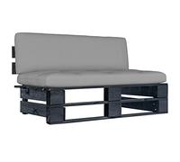 DYRJDJWIDHW Central Pallet Sofa for Garden Black Impregnated Pine Wood Outdoor Modular Sectional Couch with Gray Cushions for Patio Terrace Lounge Relaxation