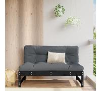 DYRJDJWIDHW Central Sofa 120x80 cm Black Solid Pine Wood Outdoor Garden Patio Furniture with Comfortable Cushions, Modular Design for Terrace Lounge and Relaxation