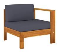 DYRJDJWIDHW Central Sofa with 1 Armrest Dark Gray Solid Acacia Wood Outdoor Garden Furniture, Weather-Resistant Patio Couch with Thick Cushions for Terrace Balcony Lounge