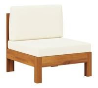 DYRJDJWIDHW Central Sofa with Cream White Cushions Solid Acacia Wood Outdoor Garden Furniture All-Weather Durable Comfortable Patio Lounge Set for Terrace Balcony