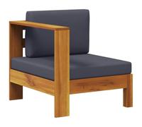 DYRJDJWIDHW Central Sofa with Left Armrest Dark Gray Solid Acacia Wood Outdoor Garden Furniture All-Weather Durable Cushioned Comfortable Patio Lounge Set