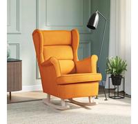 DYRJDJWIDHW Chaise à Bascule Confortable en Tissu Polyester Jaune Foncé, Fauteuil à Bascule pour Salon et Bureau, Rembourrage Moelleux, Mouvement Doux, Dimensions 74x90x102 cm, Charge Max 110 kg