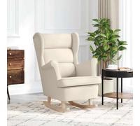 DYRJDJWIDHW Chaise à Bascule en Lin Blanc Confortable pour Salon et Bureau, Fauteuil à Bascule avec Rembourrage Moelleux, Mouvement Doux, Dimensions 74x90x102 cm, Support 110 kg, Idéal pour Détente