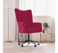 DYRJDJWIDHW Chaise de Bureau Ergonomique avec Mécanisme à Gaz, Fauteuil de Relaxation en Velours Rouge Bordeaux Pivotant 360° et Réglable en Hauteur pour Salon et Bureau à Domicile