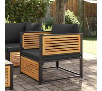 DYRJDJWIDHW Chaise de Jardin en Bois d'acacia Massif avec Coussins Confortables, Housse Amovible Lavable, Design modulaire pour terrasse et Patio, Cadre Robuste en Acier, supporte 110 kg