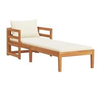 DYRJDJWIDHW Chaise Longue Outdoor Acacia Wood Lounge Chair with Cream White Cushions, Patio Garden Furniture for Relaxing, Durable Solid Wood Sunbed for Poolside Backyard Balcony