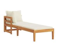 DYRJDJWIDHW Chaise Longue Outdoor with 1 Armrest, Cream White Solid Acacia Wood, Garden Lounge Chair with Thick Cushions, Adjustable Side, Patio Furniture for Poolside, Beach, Backyard Relaxation