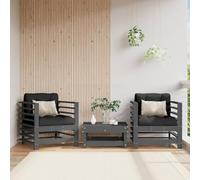 DYRJDJWIDHW Chaises de Jardin en Bois Massif de Pin Lot de 2 Gris - Confortable avec Dossier et Accoudoirs Design Lattes Rustique pour Jardin, Terrasse et Patio - Charge Max 110 kg par Siège