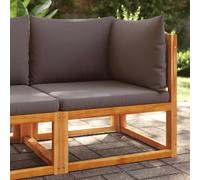 DYRJDJWIDHW Corner Sofa Set for Garden Patio, Acacia Wood Outdoor Sectional Couch with Thick Cushions and Woven Rope Backrest, Modular Furniture for Terrace Balcony Lounge