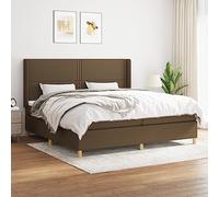 DYRJDJWIDHW Dark Brown 200x200 cm Bed Frame with Mattress, Adjustable Headboard, Individual Pocket Spring System for Back and Stomach Sleepers, Durable Fabric Design