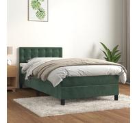 DYRJDJWIDHW Dark Green LED Bed Frame with Mattress 80x200cm, Adjustable Headboard, Velvet Upholstery, Pocket Spring System for Modern Bedroom and Guest Room