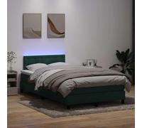 DYRJDJWIDHW Dark Green Velour Bed Frame with Slatted Base and Mattress 120x220cm, Adjustable Headboard, LED Lighting, Pocket Spring System for Ultimate Comfort and Support