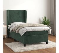 DYRJDJWIDHW Dark Green Velour Bed Frame with Slatted Base and Mattress 80x200 cm, Adjustable Headboard, Pocket Spring Mattress, Medium Firm Support for Back and Stomach Sleepers