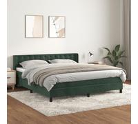DYRJDJWIDHW Dark Green Velour Bed Frame with Slatted Base and Mattress Set 180x200cm, Adjustable Headboard, Pocket Spring System for Back Support and Comfortable Sleep