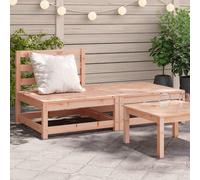 DYRJDJWIDHW Douglas Solid Wood Garden Sofa Without Armrests with Footrest, Outdoor Modular Lounge Set for Patio Terrace Balcony, Comfortable Slatted Design, Water-Resistant Durable Furniture