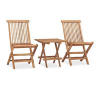 DYRJDJWIDHW Ensemble à Manger d'extérieur Pliable 3 pcs Bois de Teck massifmobilier de Salon de canapé de pour Les s et Les terrasses