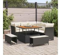 DYRJDJWIDHW Ensemble Canapé Jardin Modulable 8 Places avec Coussins Noir Crème, Salon Exterieur Salon de Jardin Meuble Terrasse Résistant aux Intempéries pour Détente et Fêtes