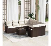 DYRJDJWIDHW Ensemble Canapé Jardin Modulaire 8 Places avec Table Basse en Polyrotin Marron Résistant aux UV, Confortable et Durable pour Terrasse, Balcon, Jardin Extérieur
