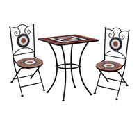 DYRJDJWIDHW Ensemble de Bistro mosaïque 3 pcs Carreaux Terre Cuite et blancsalon de mobilier de canapé de pour Les s et Les terrasses