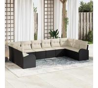 DYRJDJWIDHW Ensemble de Canapé de Jardin 10 Pièces Noir et Blanc en Polyrotin Résistant aux UV, Salon d'Extérieur Moderne pour Terrasse Balcon, Mobilier de Jardin Confortable et Élégant