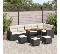 DYRJDJWIDHW Ensemble de Canapé de Jardin 12 Pièces Modulable en Polyrotin Noir et Crème, Salon d'Extérieur Moderne pour Terrasse Patio, Confortable et Durable avec Coussins Résistants aux Intempéries