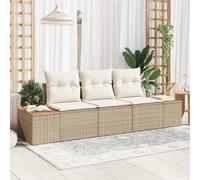 DYRJDJWIDHW Ensemble de Canapé de Jardin 3 Pièces Modulaire en Polyrotin Résistant UV, Salon d'Extérieur avec Coussins Amovibles Beige Crème pour Terrasse et Balcon