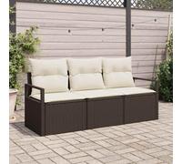 DYRJDJWIDHW Ensemble de Canapé de Jardin 3 Places en Polyrotin Marron et Blanc, Salon d'Extérieur Moderne Résistant aux Intempéries avec Coussins pour Terrasse, Balcon, Jardin