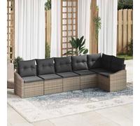 DYRJDJWIDHW Ensemble de Canapé de Jardin 6 Places Gris avec Coussins, Salon d'Extérieur en Polyrotin Résistant aux Intempéries pour Terrasse et Balcon, Mobilier Moderne Durable avec Sac de Rangement