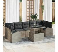 DYRJDJWIDHW Ensemble de Canapé de Jardin 8 Pièces Modulaire Gris Clair en Poly Rattan Résistant aux UV avec Table en Verre Trempé et Coussin Confortable pour Salon Exterieur Terrasse Jardin