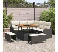 DYRJDJWIDHW Ensemble de Canapé de Jardin 8 Places Moderne avec Coussins Noir Crème, Salon d'Extérieur en Polyrotin Résistant aux Intempéries pour Terrasse, Balcon, Jardin