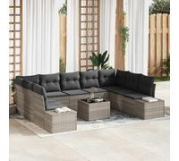 DYRJDJWIDHW Ensemble de Canapé de Jardin 9 Pièces Modulaire Gris Clair en Polyrotin Résistant aux Intempéries, Salon d'Extérieur Confortable pour Terrasse, Balcon, Jardin