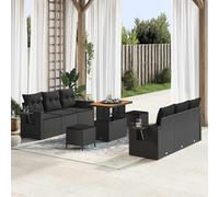 DYRJDJWIDHW Ensemble de Canapé de Jardin Modulable 9 Pièces Noir avec Coussins, Salon d'Extérieur Résistant aux Intempéries pour Terrasse et Mobilier de Jardin Moderne avec Espace de Rangement