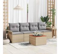 DYRJDJWIDHW Ensemble de Canapé de Jardin Modulaire 5 Pièces Beige Gris, Salon Exterieur Résistant aux Intempéries avec Table, Polyrotin Durable pour Terrasse et Balcon