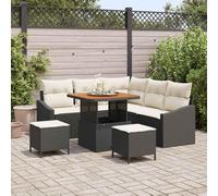 DYRJDJWIDHW Ensemble de Canapé de Jardin Modulaire 8 Pièces Noir avec Coussins, Salon d'Extérieur en Polyrotin Résistant aux Intempéries pour Terrasse et Patio, Confortable et Facile à Nettoyer