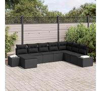 DYRJDJWIDHW Ensemble de Canapé de Jardin Modulaire 8 Pièces Noir en Polyrotin avec Coussins Amovibles, Salon d'Extérieur pour Terrasse et Balcon, Confortable et Élégant