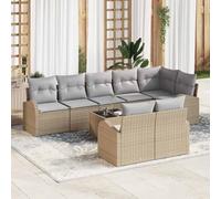DYRJDJWIDHW Ensemble de Canapé de Jardin Modulaire en Polyrotin Gris Beige avec Table Basse, Salon d'Exterieur Confortable et Durable pour Terrasse, Balcon, Patio