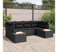 DYRJDJWIDHW Ensemble de Canapé Jardin 6 Places Modulaire Noir en Polyrotin avec Coussins Détachable, Salon Exterieur Durable pour Terrasse et Balcon, Meuble Jardin Confortable et Élégant