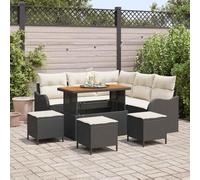 DYRJDJWIDHW Ensemble de Canapé Jardin 9 Pièces Noir Crème, Salon de Jardin Moderne en Polyrotin Résistant aux Intempéries avec Coussins Confortables pour Balcon, Terrasse, Patio et Espace Extérieur