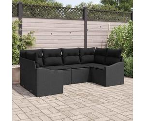 DYRJDJWIDHW Ensemble de Canapé Jardin Modulable 6 Places avec Stockage, Salon Exterieur Noir en Polyrotin Résistant pour Terrasse Patio, Confortable et Durable