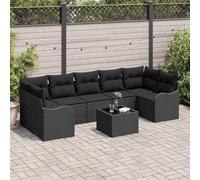 DYRJDJWIDHW Ensemble de Canape Jardin Modulable 8 Places Noir avec Coussins, Salon de en Polyrotin Tisse et Acier, Set Canape Exterieur pour Terrasse, Balcon, Jardin