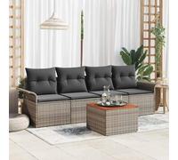 DYRJDJWIDHW Ensemble de Canapé Jardin Modulaire 5 Pièces avec Stockage, Salon Exterieur Gris en Polyrotin Résistant aux Intempéries pour Terrasse et Balcon, Durable et Élégant