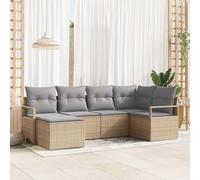 DYRJDJWIDHW Ensemble de Canapés 6 Pièces en Polyrotin Résistant aux UV, Salon de Jardin Modulaire avec Table et Pouf, Mobilier d'Extérieur Durable pour Terrasse et Balcon, Couleur Beige Gris Clair