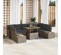 DYRJDJWIDHW Ensemble de Jardin 10 Pièces Gris Marron, Salon de Modulaire avec Table, Canapé et Sièges de Rangement, Mobilier d'Extérieur Durable en Polyrotin Acier pour Terrasse et Jardin