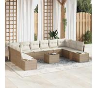 DYRJDJWIDHW Ensemble de Salon de Jardin 10 Pièces Modulaire en Polyrotan Beige Crème, Canapé d'Extérieur avec Table, Meuble Terrasse Modulable Confortable et Durable pour Jardin, Balcon