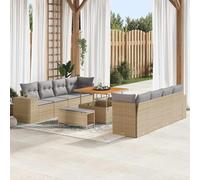 DYRJDJWIDHW Ensemble de Salon de Jardin 11 Pièces Modulaire en Polyrotin Résistant aux UV, Canapé d'Extérieur avec Table et Coussins Confortables pour Terrasse, Patio, Jardin - Beige et Gris Clair