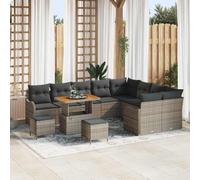 DYRJDJWIDHW Ensemble de Salon de Jardin 12 Pièces Gris, Canapé d'Extérieur Modulable en Poly Rotin avec Coussins Confortables pour Terrasse, Balcon, Meuble de Jardin Durable et Élégant